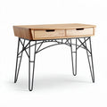 Wood and metal writing desk with two drawers 120 x 60 x 75cm