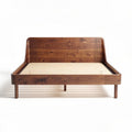 Wooden platform bed with natural wood finish and slatted design 190 x 140 x 30cm