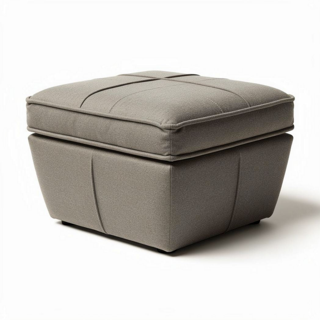 Fabric upholstered storage ottoman with removable cushion 45 x 45 x 40cm in gray