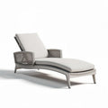 Outdoor wicker lounge chair with adjustable backrest and soft cushion