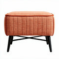 Fabric upholstered ottoman in orange color with dimensions 40 x 40 x 40cm