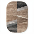 Rectangular area rug in geometric pattern beige and gray 100 x 150 x 1cm