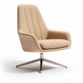 Modern accent chair in beige upholstery with stainless steel base 80 x 70 x 90cm
