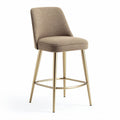 Upholstered bar stool with gold metal legs in neutral beige 45 x 45 x 90cm
